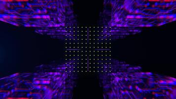 Light Green and Purple Fantastic Neon Cyber Techno Frame Background VJ Loop in 4K video