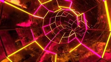Pink and Yellow Neon Abstract Cyberspace Background VJ Loop in 4K video