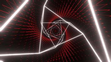 Red and White Mesh Neon Spiral Abstract Tunnel Background VJ Loop in 4K video