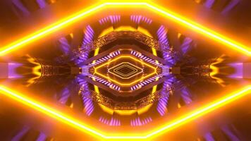 Yellow and Purple Neon Infinite Sci Fi Technochannel Background VJ Loop in 4K video