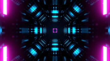 Cyan and Pink Neon Techno Science Fiction Strobe Corridor Background VJ Loop in 4K video