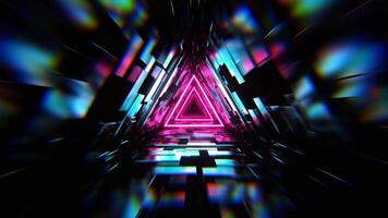 ciano e Rosa infinito triângulo sci fi falha túnel fundo vj ciclo dentro 4k video