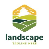Landscape Logo Design with Hexagonal Shape vector