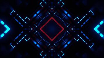 Blue and Red Neon Glowing Wireframe Space Background VJ Loop in 4K video