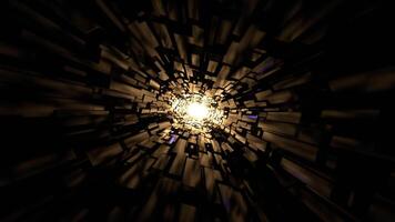 Yellow and Blue Sci Fi Corridor with Neon Light Movement Background VJ Loop in 4K video