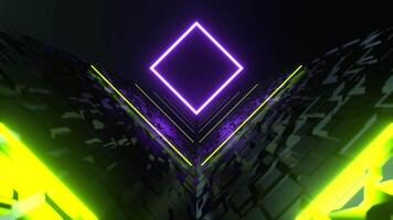 Purple and Light Green Cyber Corridor with Neon Portal Background VJ Loop in 4K video