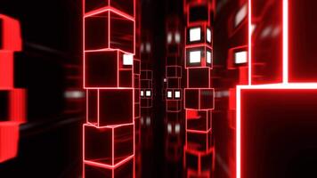 White and Red Futuristic Strobe Corridor with Abstract Cube Columns Background VJ Loop in 4K video