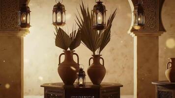 Three vases and a lamp in a room video