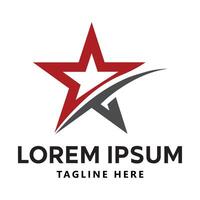 Red Star Logo with Dynamic Swoosh in Professional Design vector