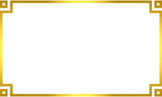 Elegant thin gold rectangular frame for decoration and design png