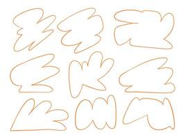 Freeform Orange Abstract Outline Shape. A playful collection of 9 abstract orange outline shapes in freeform hand drawn style featuring expressive curves and dynamic contours. Perfect for creative vector