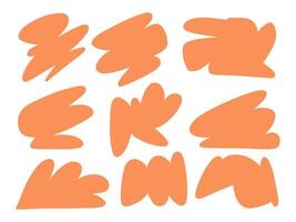 Freeform Abstract Orange Blob Shape. A vibrant collection of 9 freeform abstract blob elements featuring rounded edges, and playful silhouettes. Perfect for stickers, posters, and visual design vector