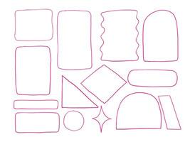 Hand Drawn Geometric Frame Shape. A creative collection of 14 hand drawn geometric frame elements including rectangles, and abstract outlines. Perfect for layout accents and modern compositions vector
