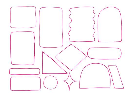 Hand Drawn Geometric Frame Shape. A creative collection of 14 hand drawn geometric frame elements including rectangles, and abstract outlines. Perfect for layout accents and modern compositions