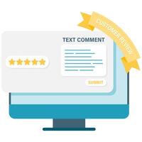 customer review on computer monitor vector
