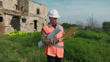 Architect Outdoor Writing And Drawing Notes About A Project video