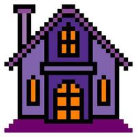Haunted house in pixel art style isolated on white background vector