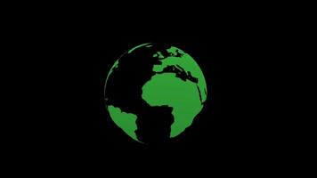 Green earth globe rotating on black background. Minimal world animation for environmental, global, or educational content. video