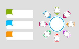 Colorful presentation template with white circles and blank text boxes. vector