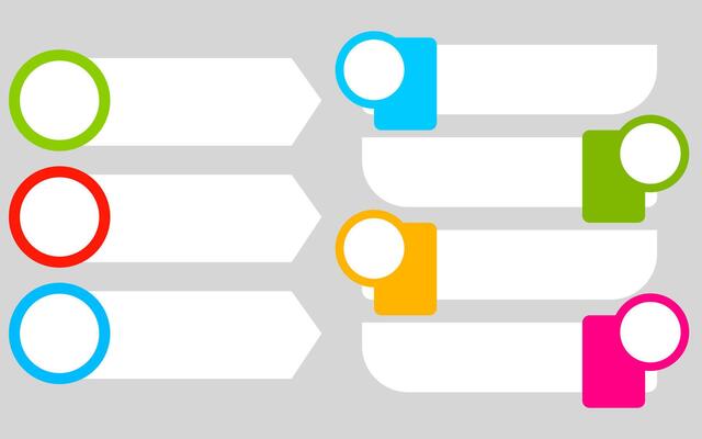 Infographic design with five blank white boxes for business promotion.