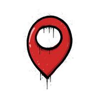 A vibrant red location marker, conveying a sense of direction and precise geographic targeting, rendered with a playful, artistic style vector