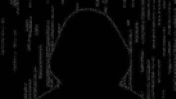Anonymous Hacker Silhouette In Binary Code Rain. video