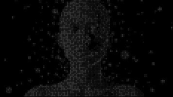 Binary Code Human Face Disintegrating Animation. video