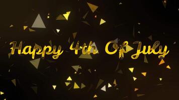 A Festive Design With Golden Text Happy 4Th Of July Amidst Floating Geometric Confetti Shapes video