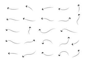 Set of Doodles Art of Arrow Shapes - Different Shapes of Arrow Designs with Dotted Line art vector