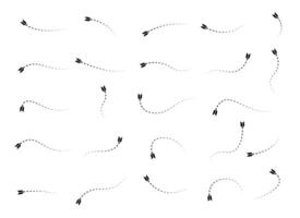 Set of Doodles Art of Arrow Shapes - Different Shapes of Arrow Designs with Dotted Lines-29 vector