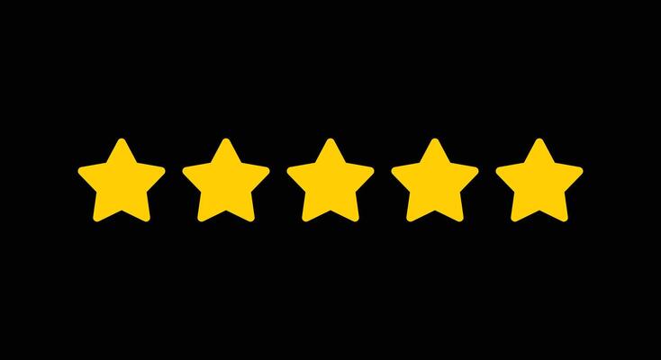 Set of Yellow Stars Shapes on black background