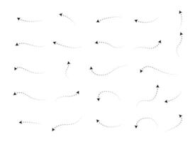 Set of Doodles Art of Arrow Shapes - Different Shapes of Arrow Designs with Dotted Lines vector
