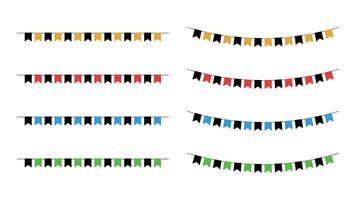 Set of Colorful Garland of small flags for party decoration - decorative elements vector