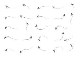 Set of Doodles Art of Arrow Shapes - Different Shapes of Arrow Designs with Dotted Lines-35 vector