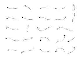Set of Doodles Art of Arrow Shapes - Different Shapes of Arrow Designs with Dotted Line vector