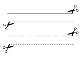 Set of Dotted and Plain Scissor Cutting Lines - Cutting Lines Set vector