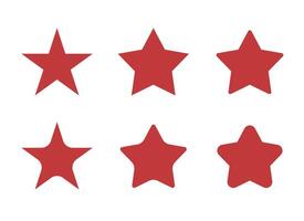 Set of Different Shapes of Red Stars isolated on white background vector