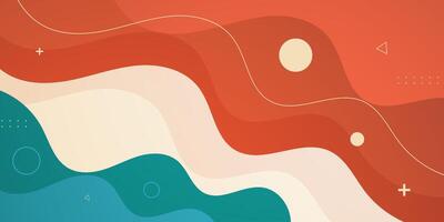 Abstract colorful wave fluid banner background. Simple orange and green wave pattern background. vector