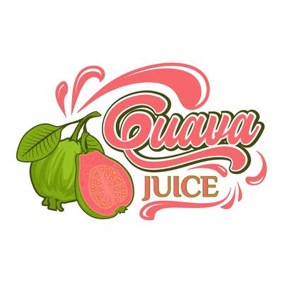 guava fruit juice logo design, with fresh guava fruit icon with water splash. Perfect for drink labels, juice drink icons or drink product stickers