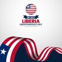 Liberia independence day Square background with waving ribbon flag vector