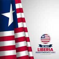 Liberian flag for Liberia independence day square banner with realistic flag vector