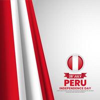 Peru flag for independence day square background with realistic flag vector