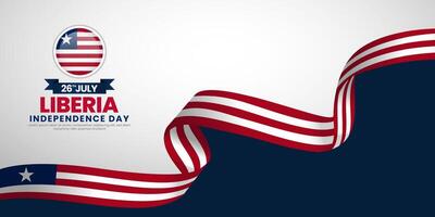Liberia independence day banner background 26 July design element with waving ribbon flag vector
