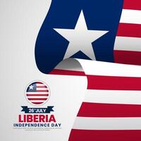 Liberian flag for Liberia independence day square background with realistic flag vector
