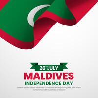Maldives flag for independence day square banner with realistic flag vector