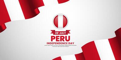 Peru flag for independence day banner background with text space area vector