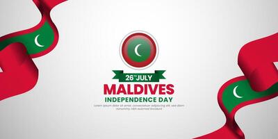 Maldives independence day banner background 26 July design element with waving ribbon flag vector