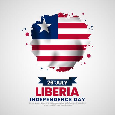 Liberia independence day with Grunge brush painted flag style for square banner background