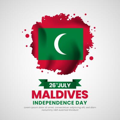Maldives independence day with Grunge brush painted flag style for square banner background