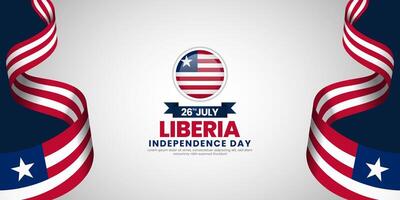 Liberia independence day banner background design element with waving ribbon flag vector